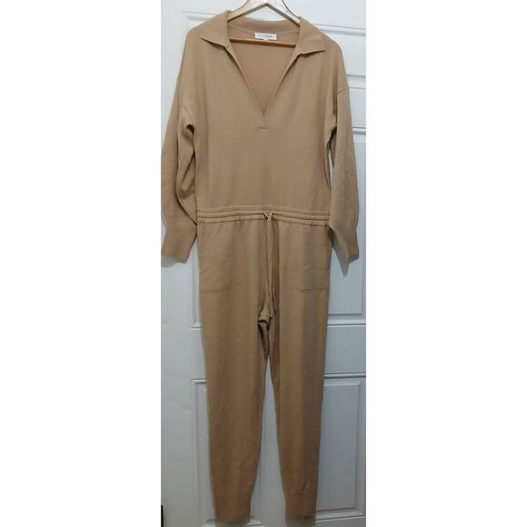 Intermix womens large wool cashmere Beckett callar jumpsuit romper tan long - Picture 2 of 8